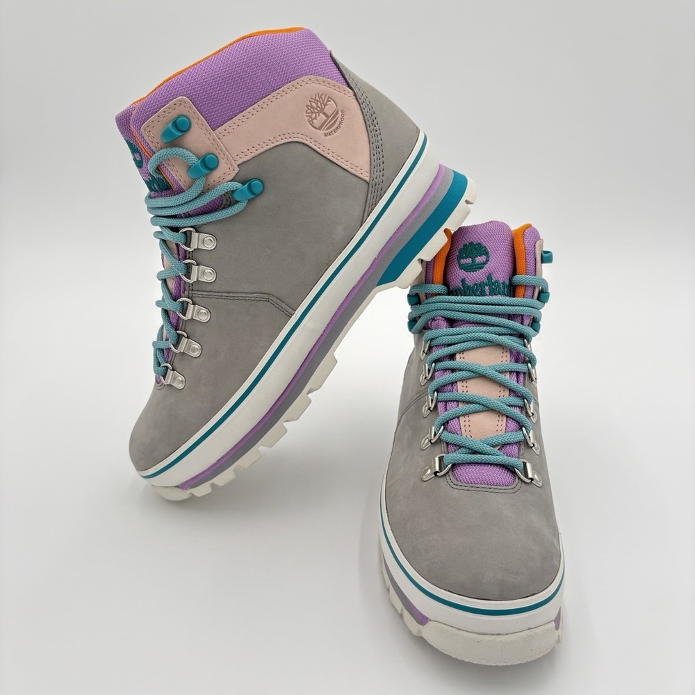 NIB Timberland Euro Hiker WP L/F Boot Women's 10 M Grey Nubuck 0A412W Colorful